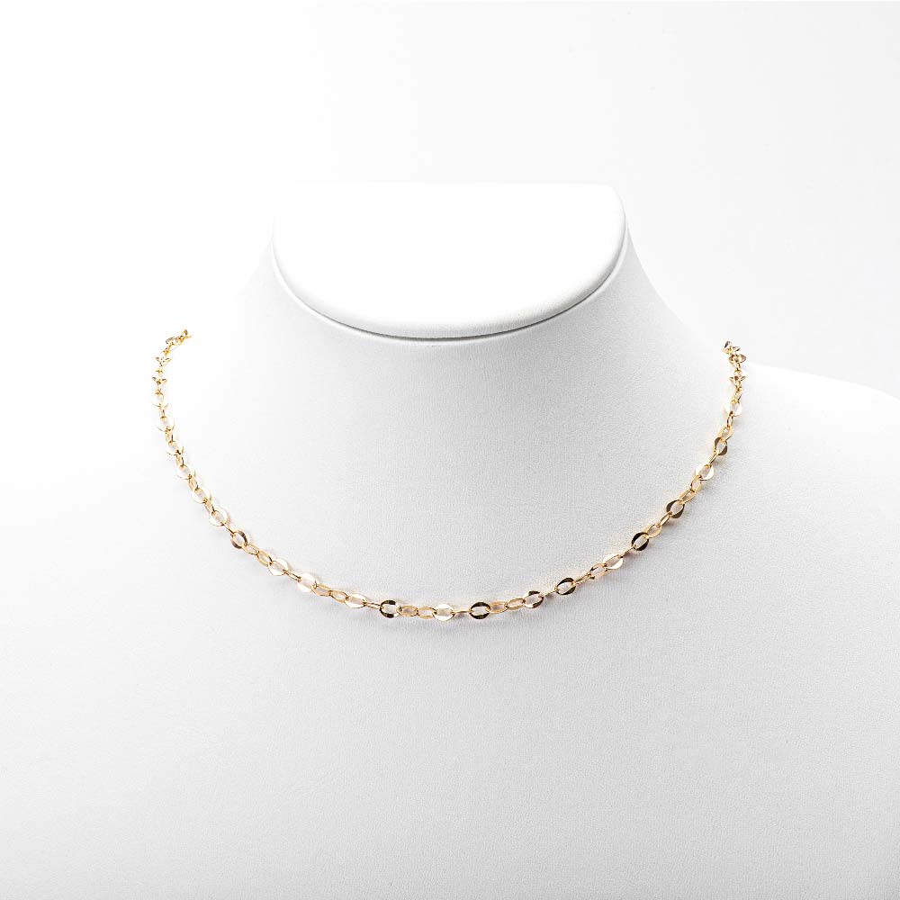 925 Silver Flat Chain Necklace Rose Gold