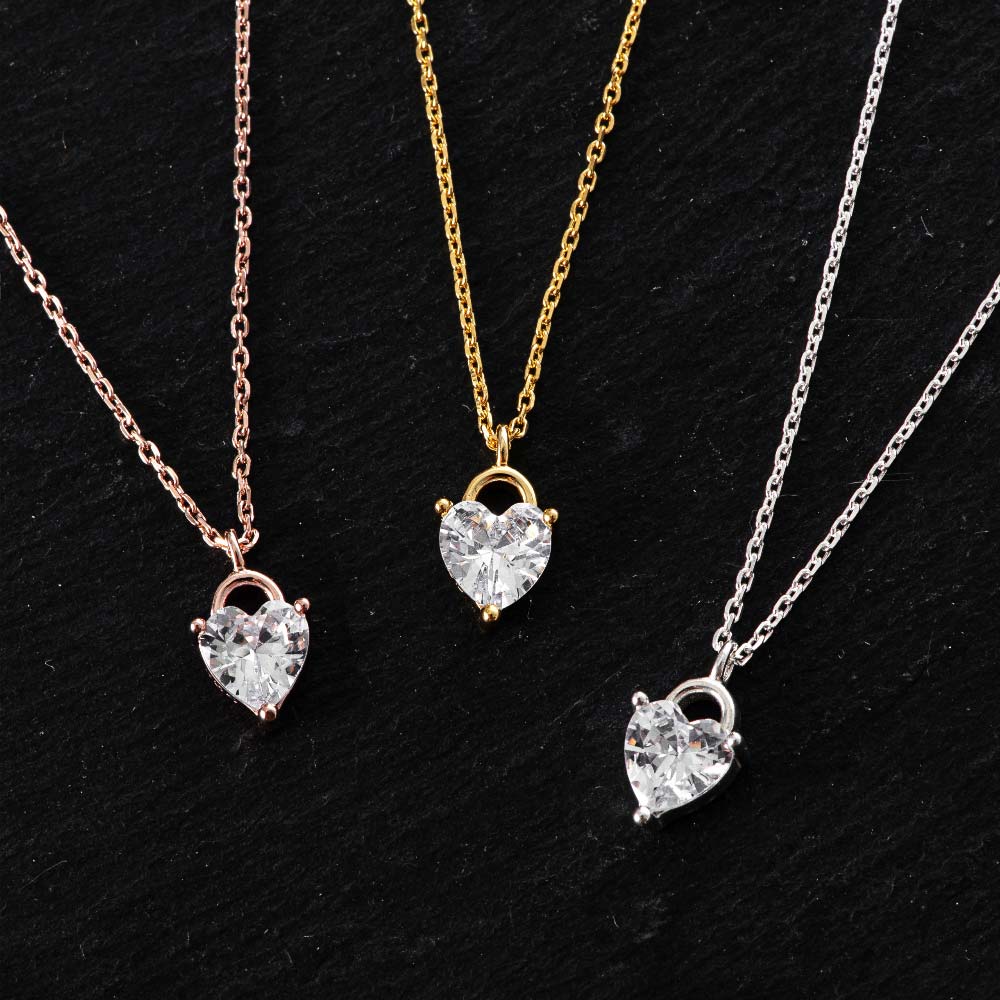 925 Silver Heart Cubic Padlock Necklace (celebrity style) Seo Yea-ji