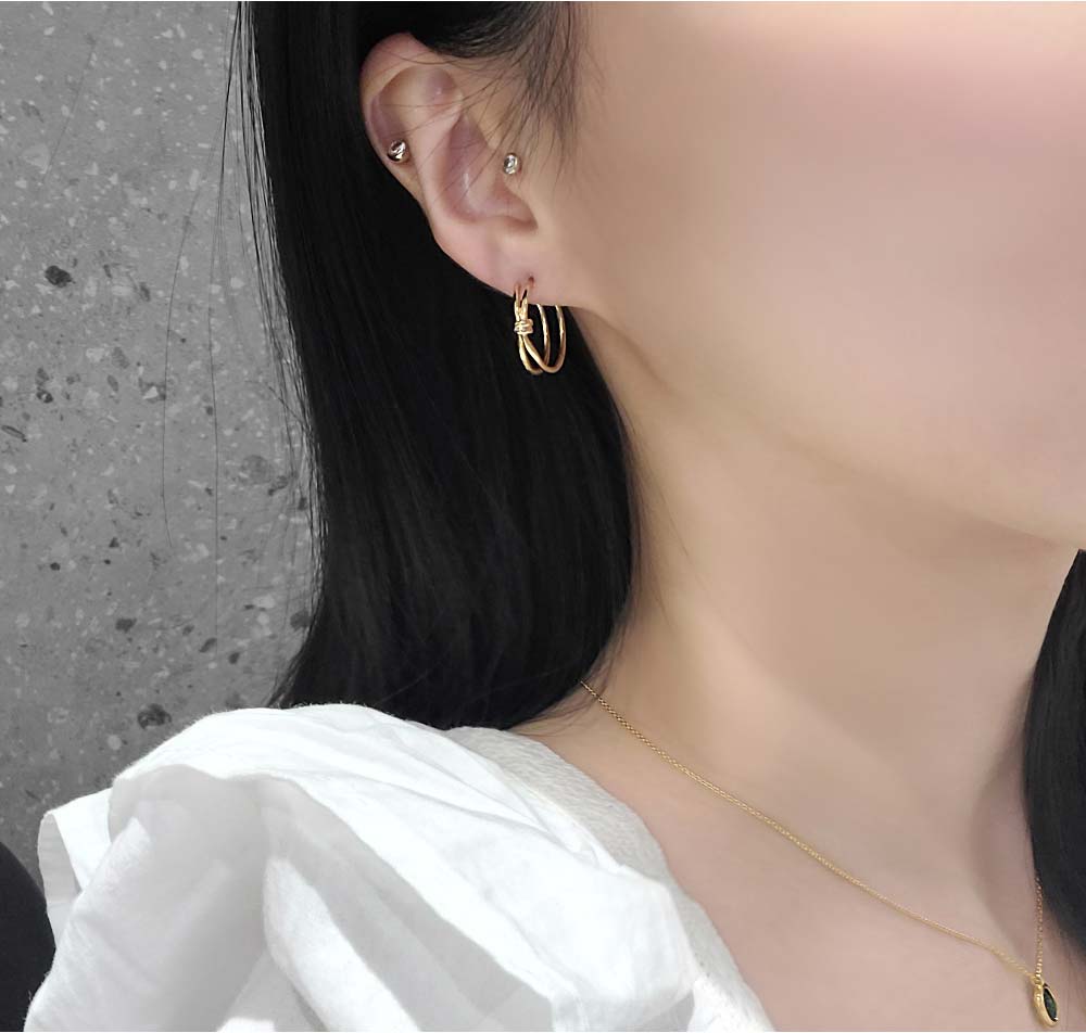 925 Silver Knot Half Ring Earring