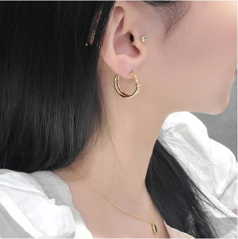925 Silver Knot Half Ring Earring