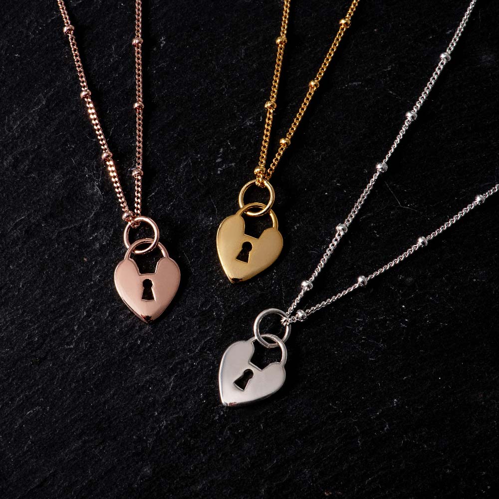925 Silver Lulu Chain Heart Lock Necklace (celebrity style)