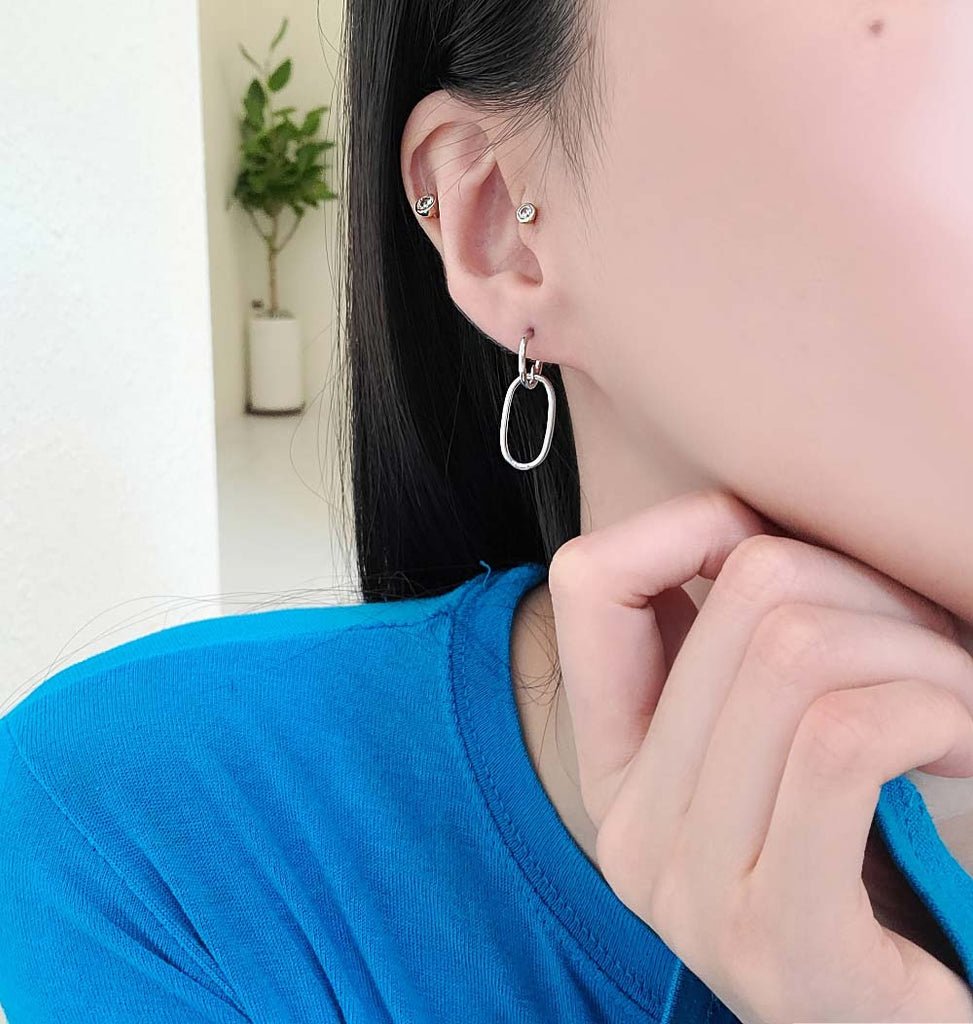 925 Silver Oval Drop Earring (celebrity style) wearing Song Hye-kyo