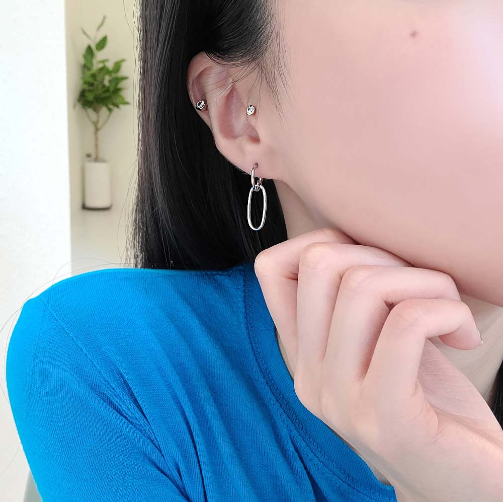 925 Silver Oval Drop Earring (celebrity style) wearing Song Hye-kyo
