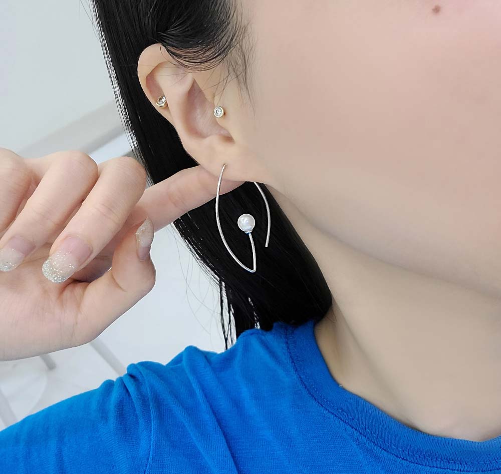 925 Silver Pearl Oval Earring