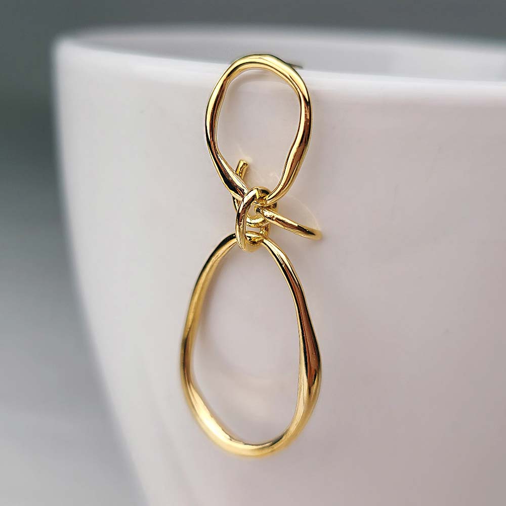 925 Silver Ribbon Oval Earring (celebrity style)
