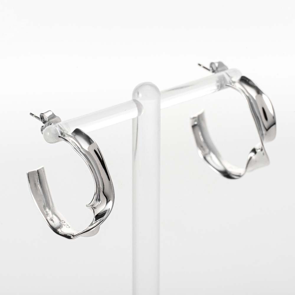 925 Silver Ribbon Twisted Half Ring Earring