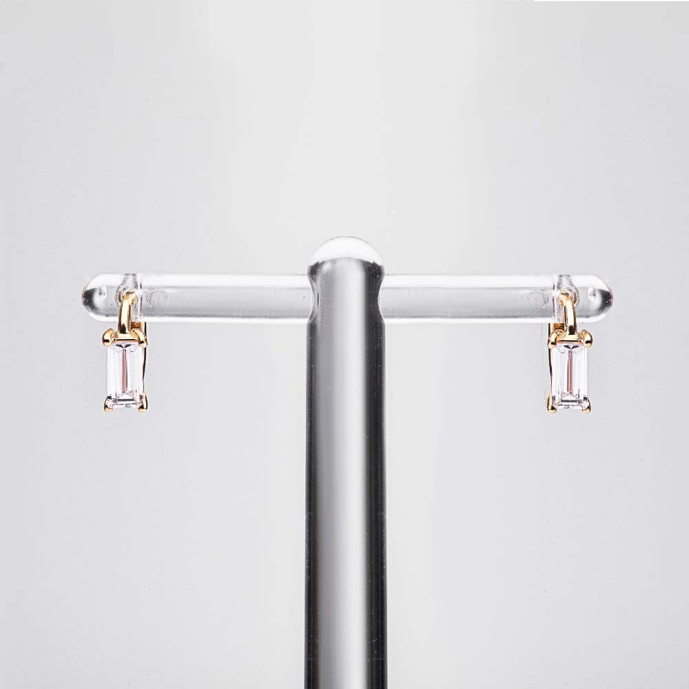 925 Silver Square Cubic One Touch Earring