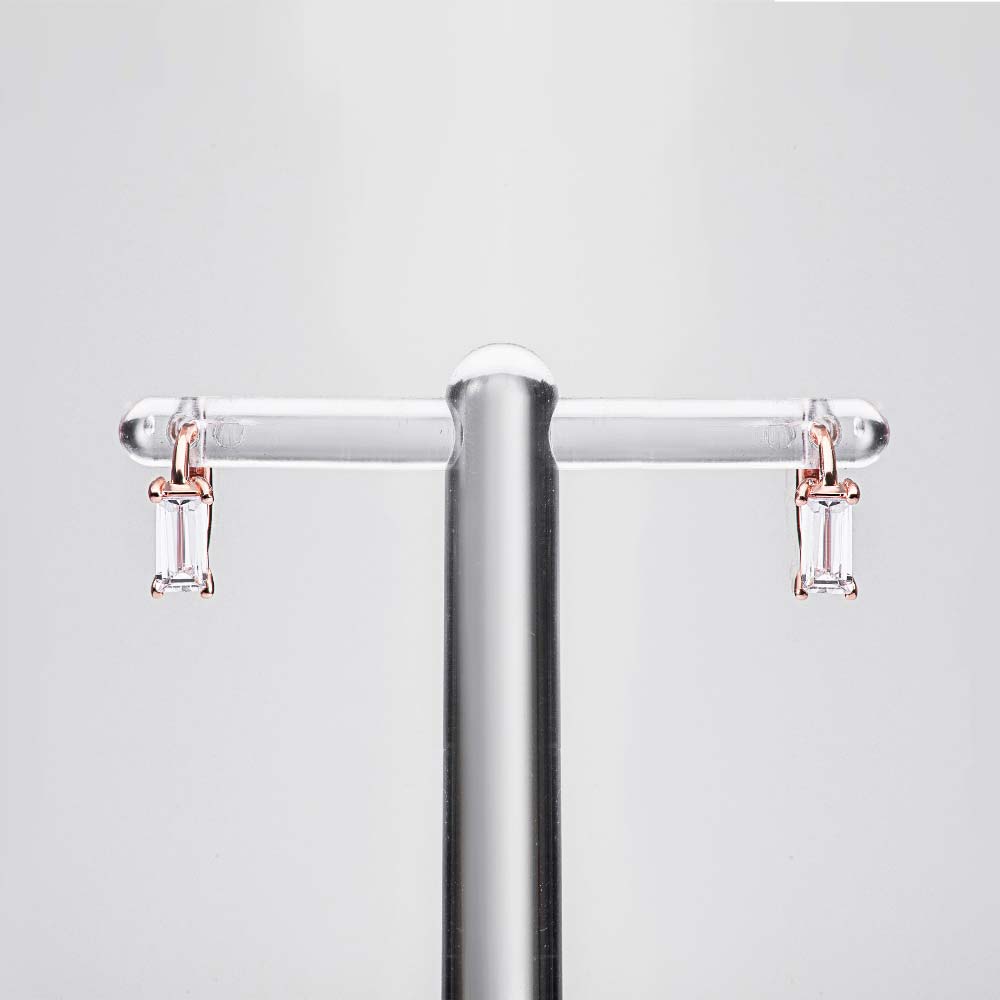 925 Silver Square Cubic One Touch Earring