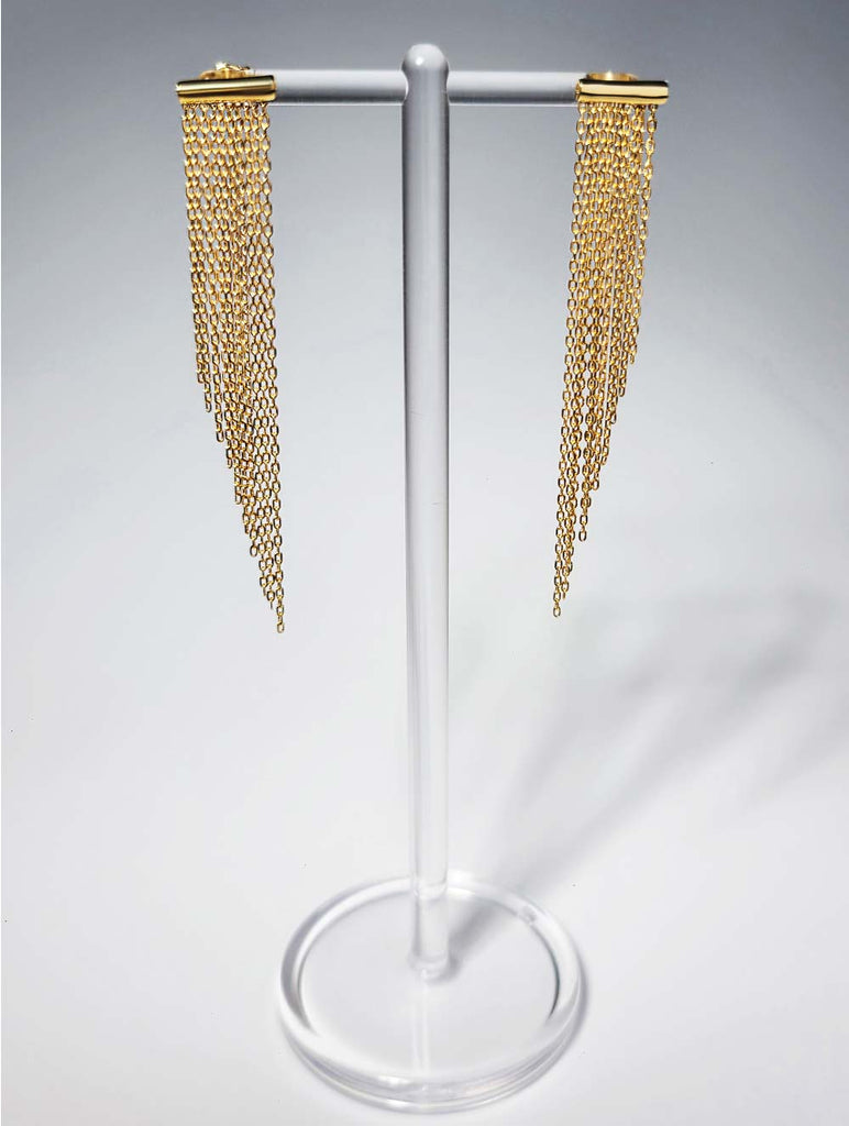 925 Silver Stick Drop Chain Earrings (celebrity style) wearing IU