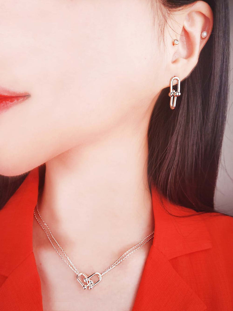 925 Silver Tiffany Link Chain Clip Necklace (celebrity style)