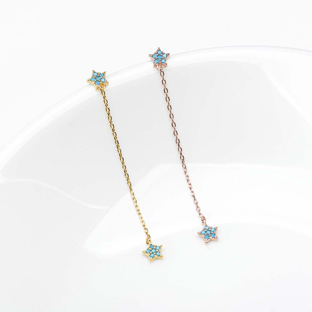 925 Silver Turquoise Star Drop Earring (celebrity style) Park Min-young