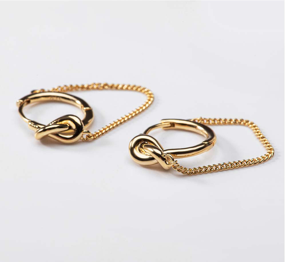 925 Silver Twisted Chain Layered One Touch Earring