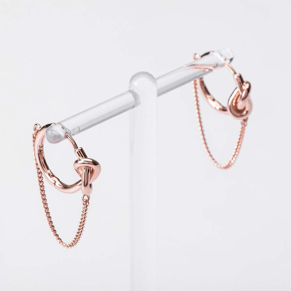 925 Silver Twisted Chain Layered One Touch Earring