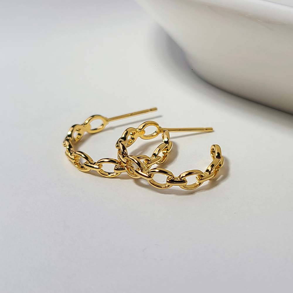 925 chain half ring earring