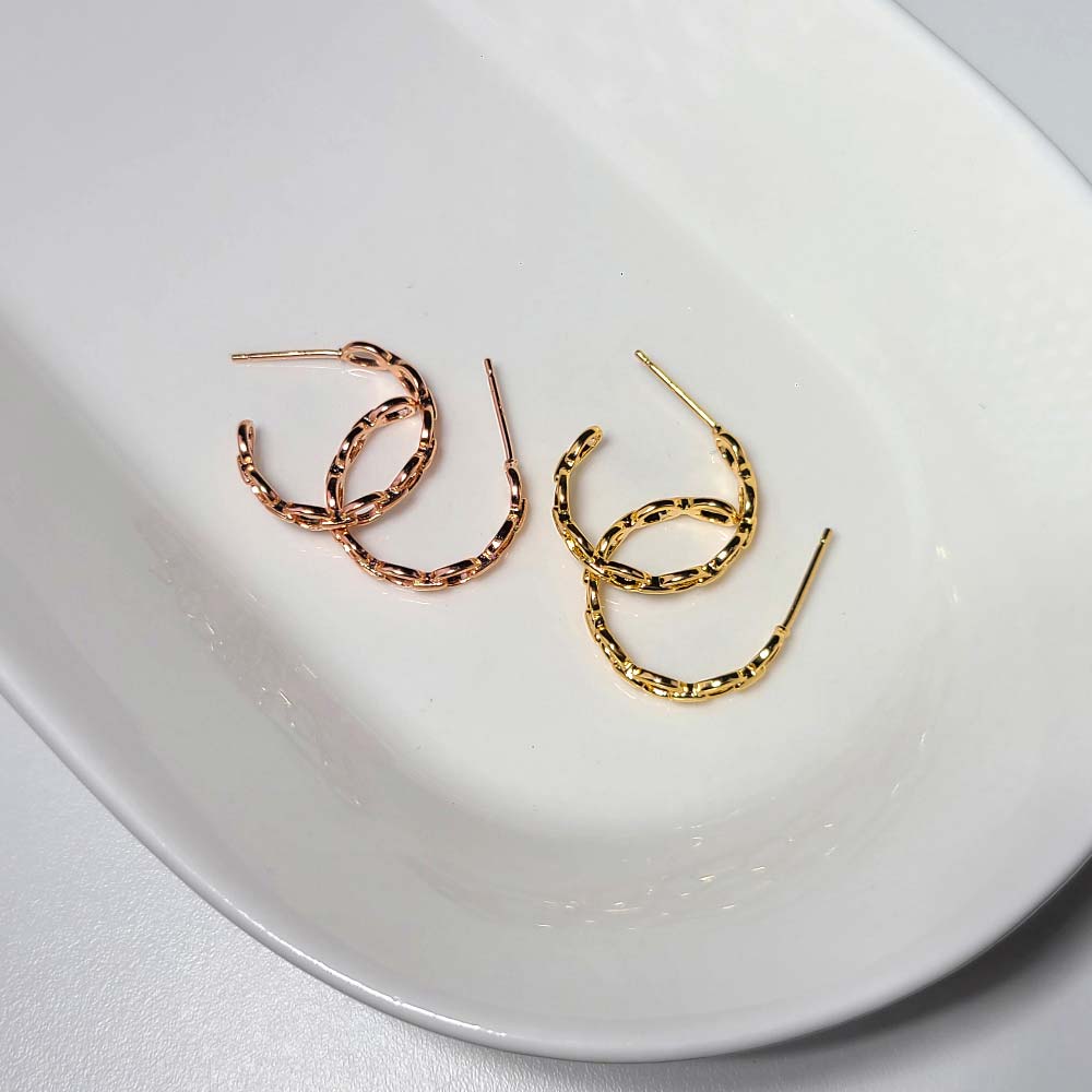 925 chain half ring earring