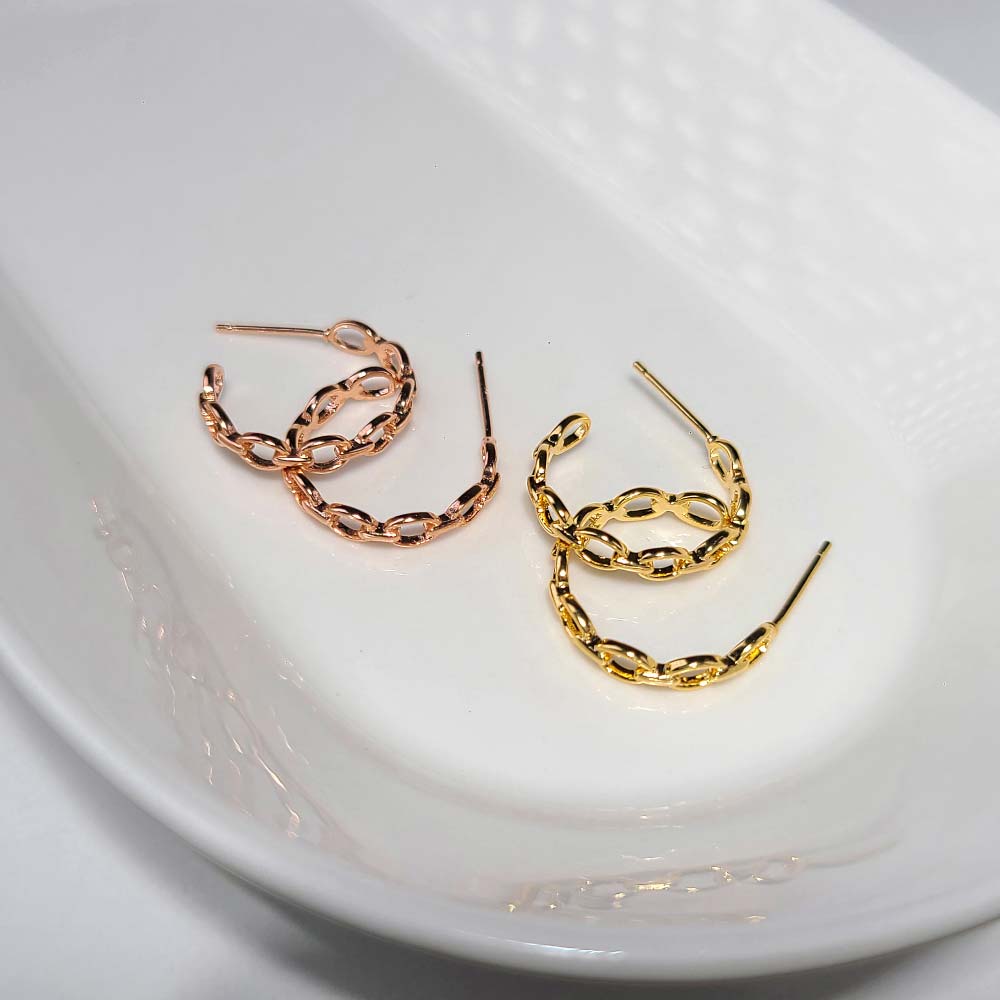 925 chain half ring earring
