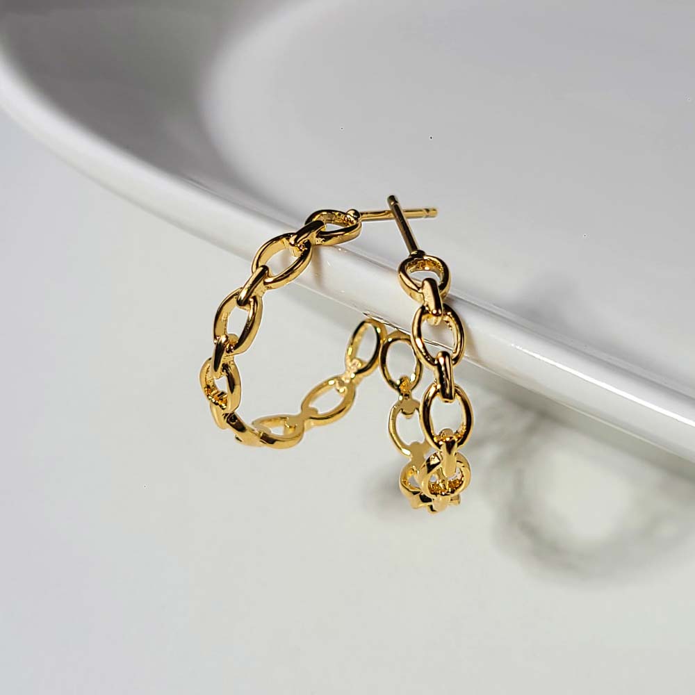 925 chain half ring earring