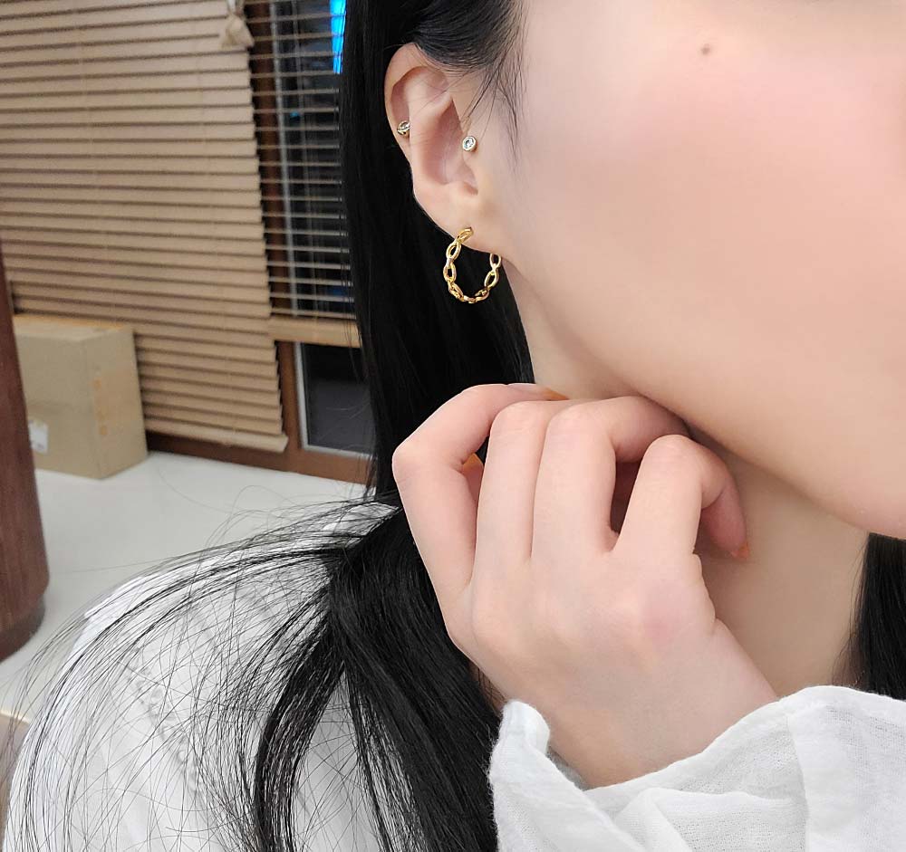 925 chain half ring earring