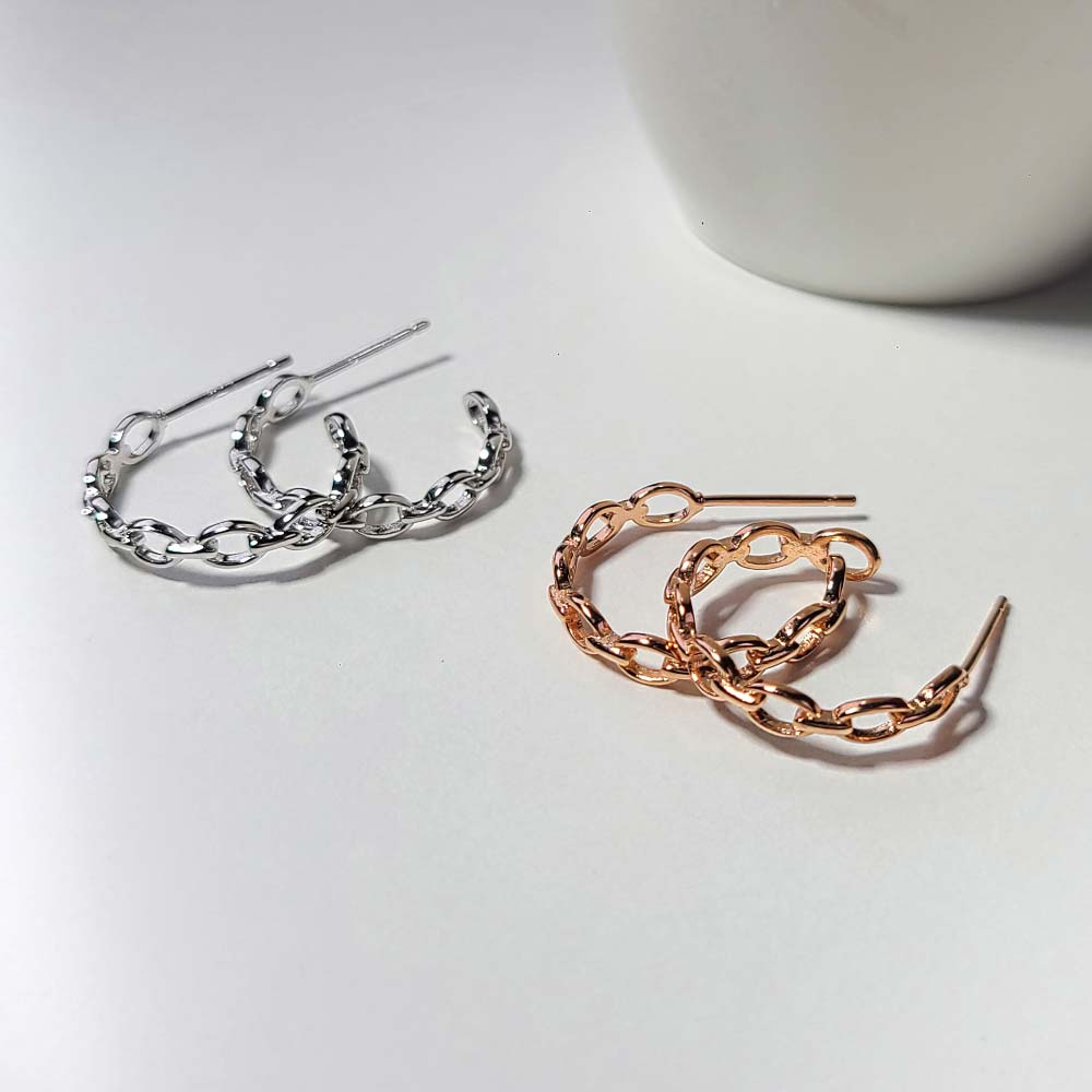 925 chain half ring earring