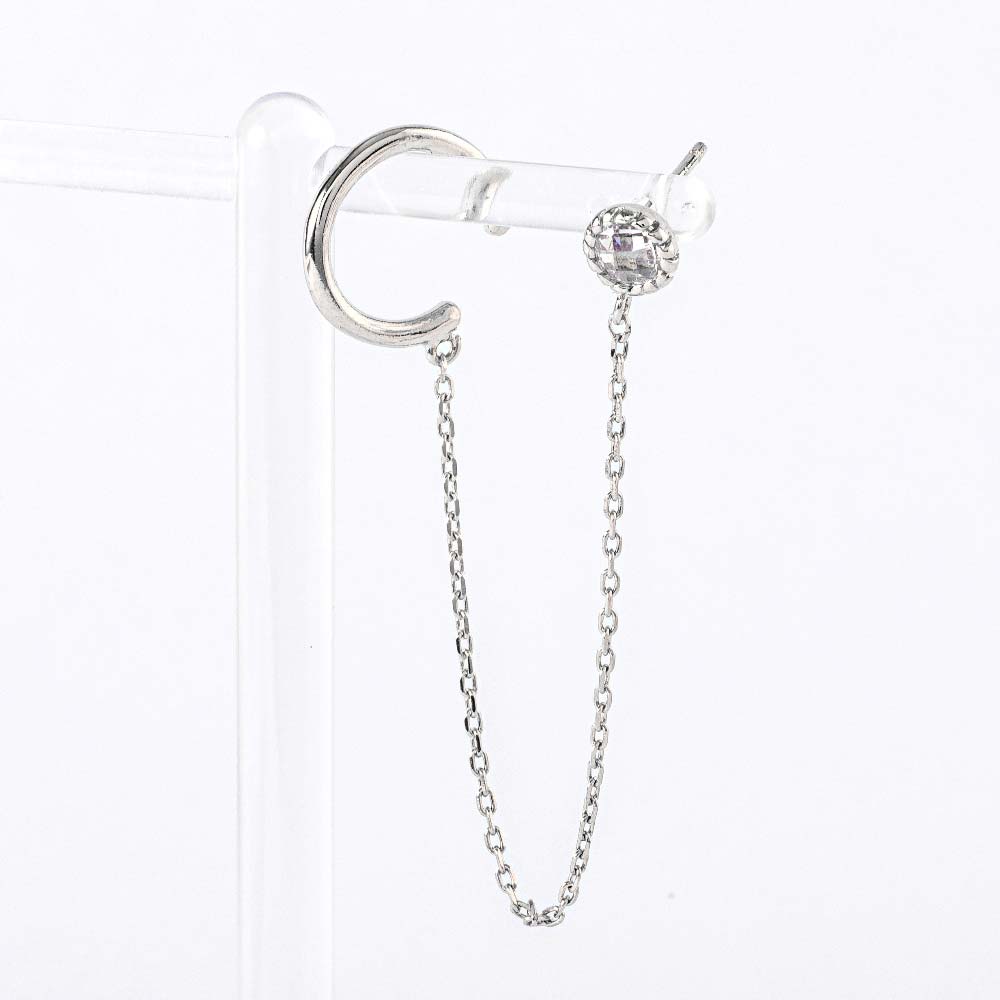 925 silver cubic connected ear cuff
