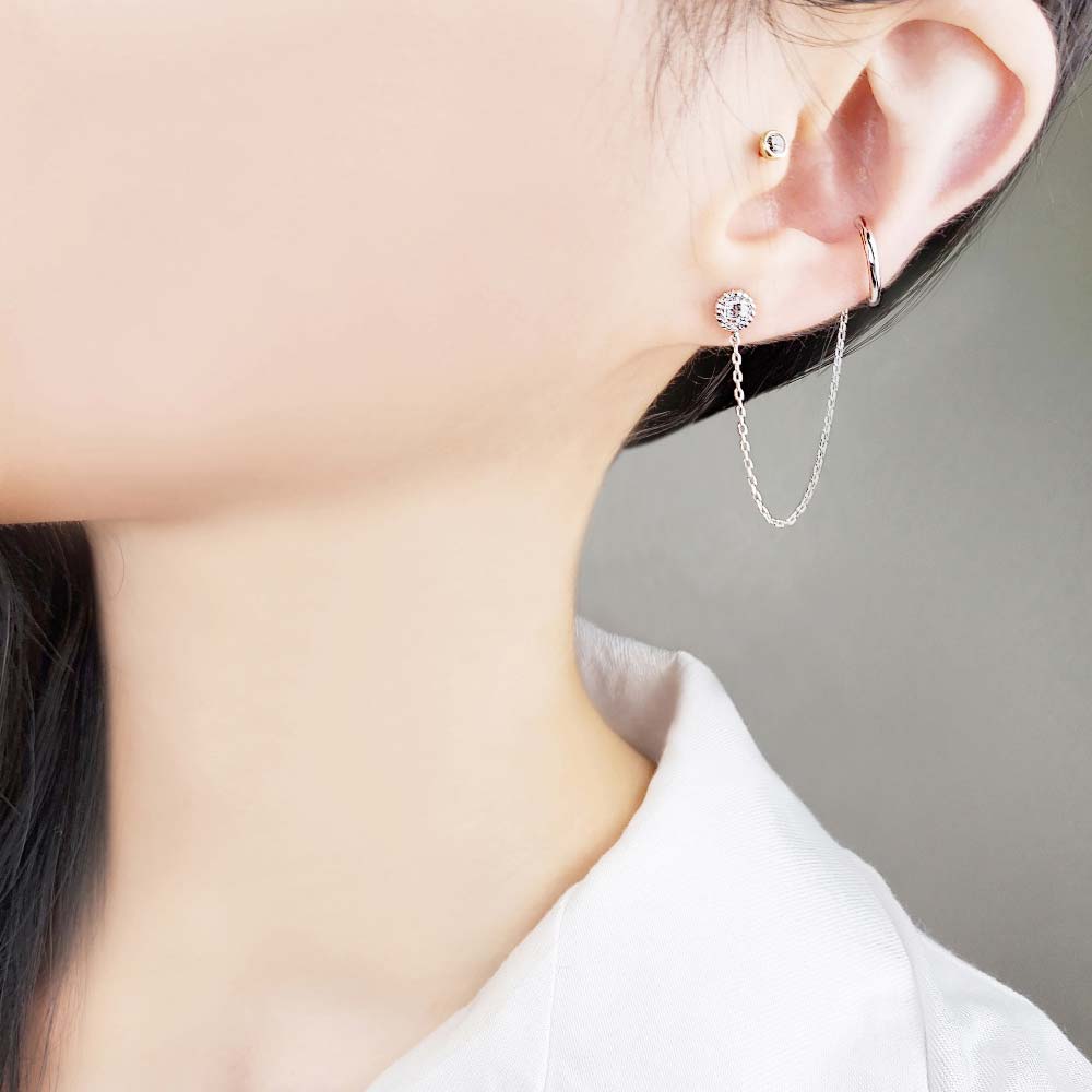 925 silver cubic connected ear cuff
