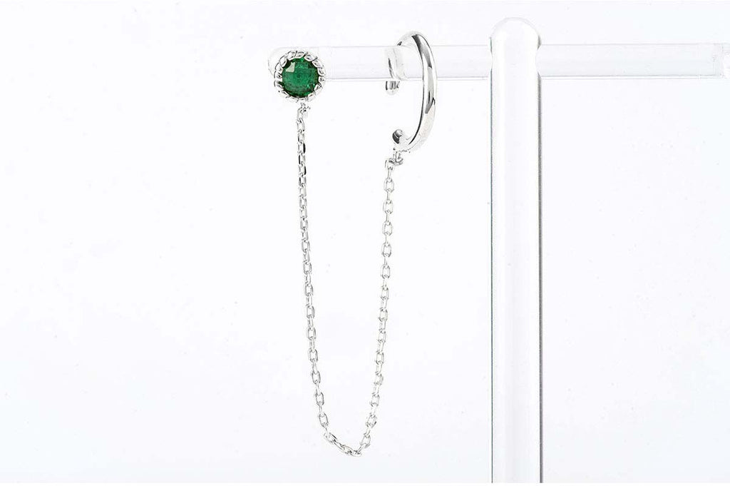 925 silver green cubic connected ear cuff