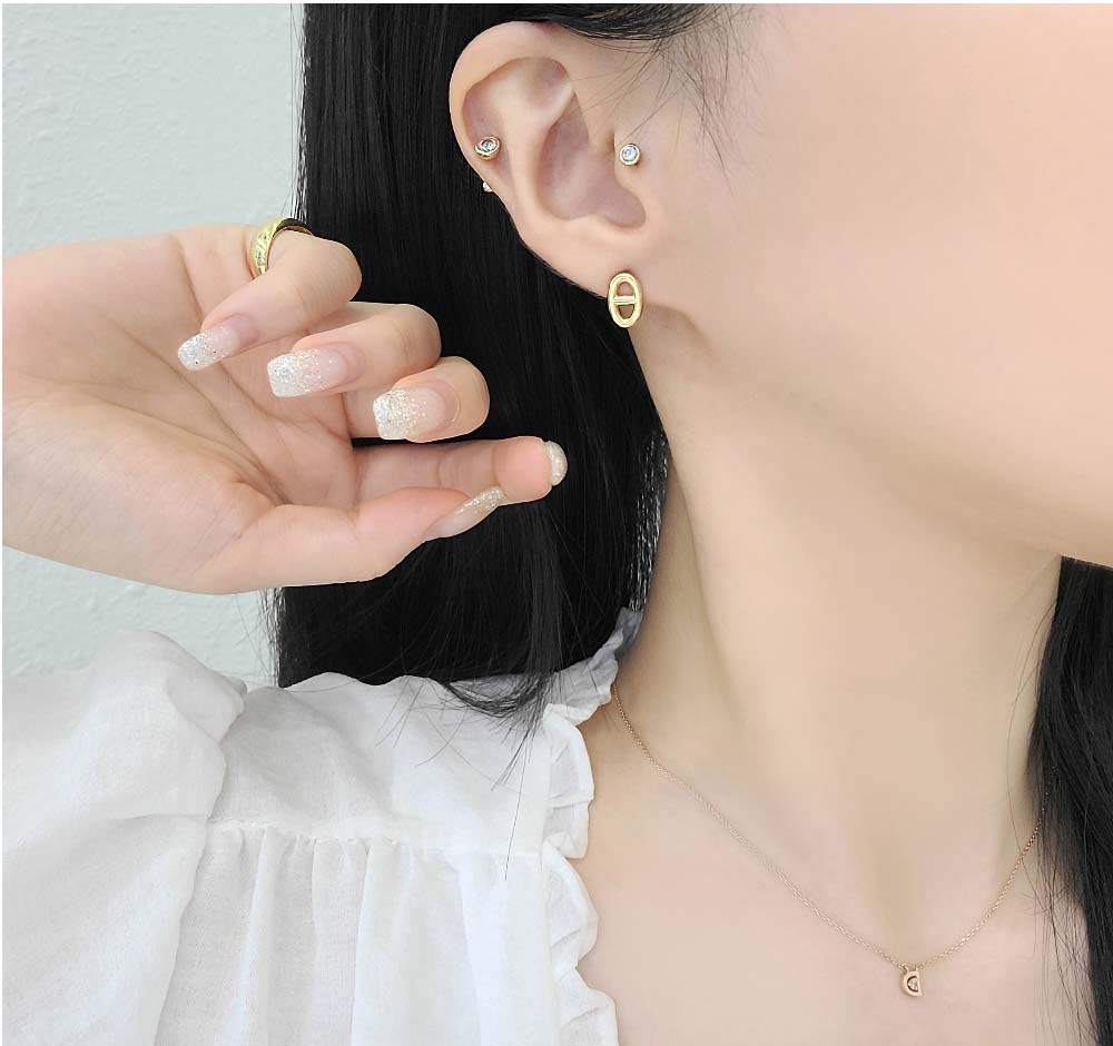 925 silver hermes mini bold chandal earring