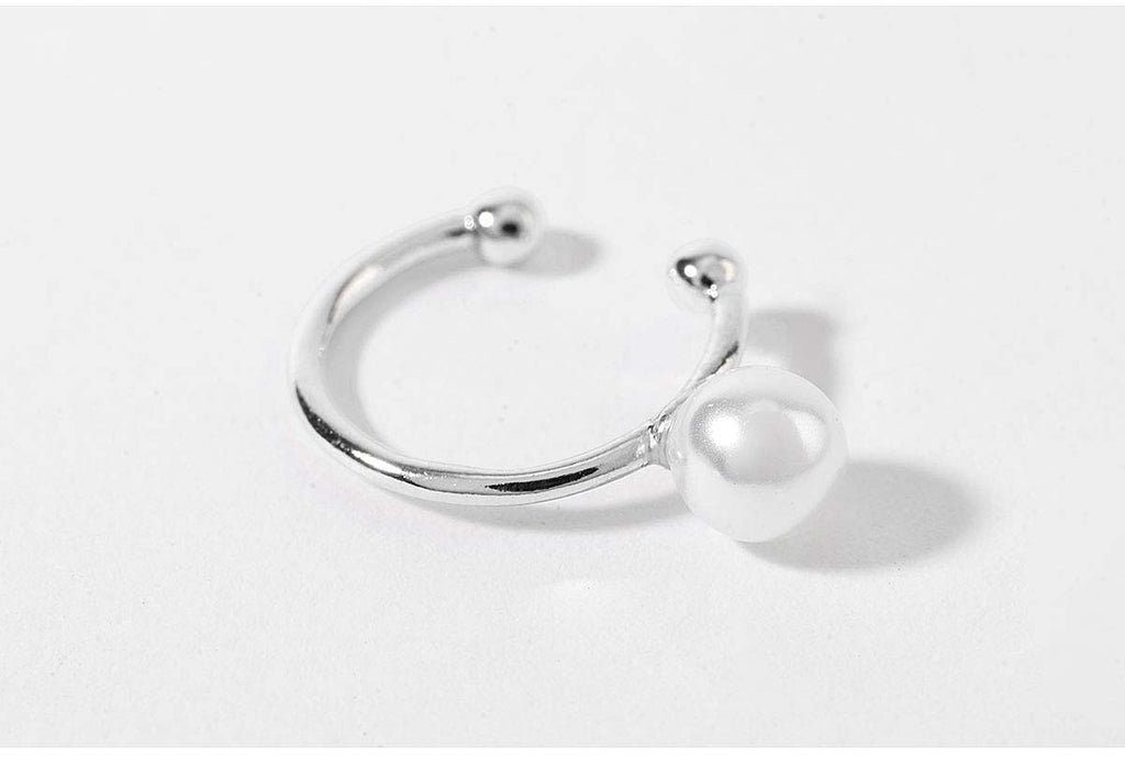 925 silver pearl ring ear cuff