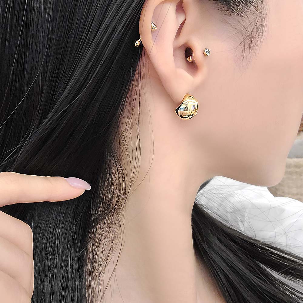925 silver volume half moon earring