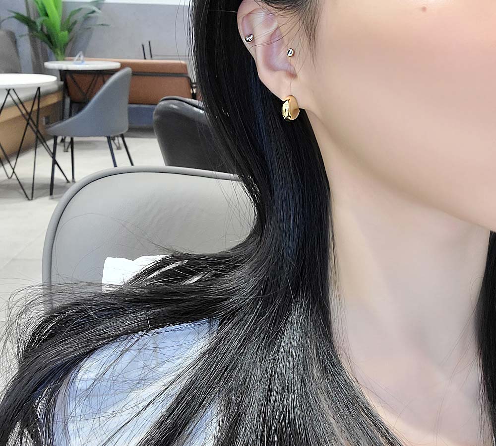 925 silver volume half moon earring