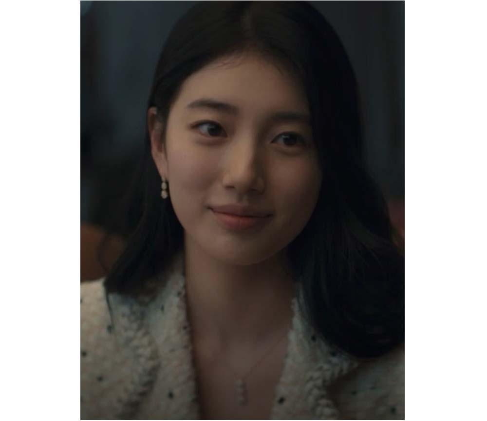 925 Silver Damiani 3 Flower Cubic Drop Necklace (celebrity style) Bae Suzy